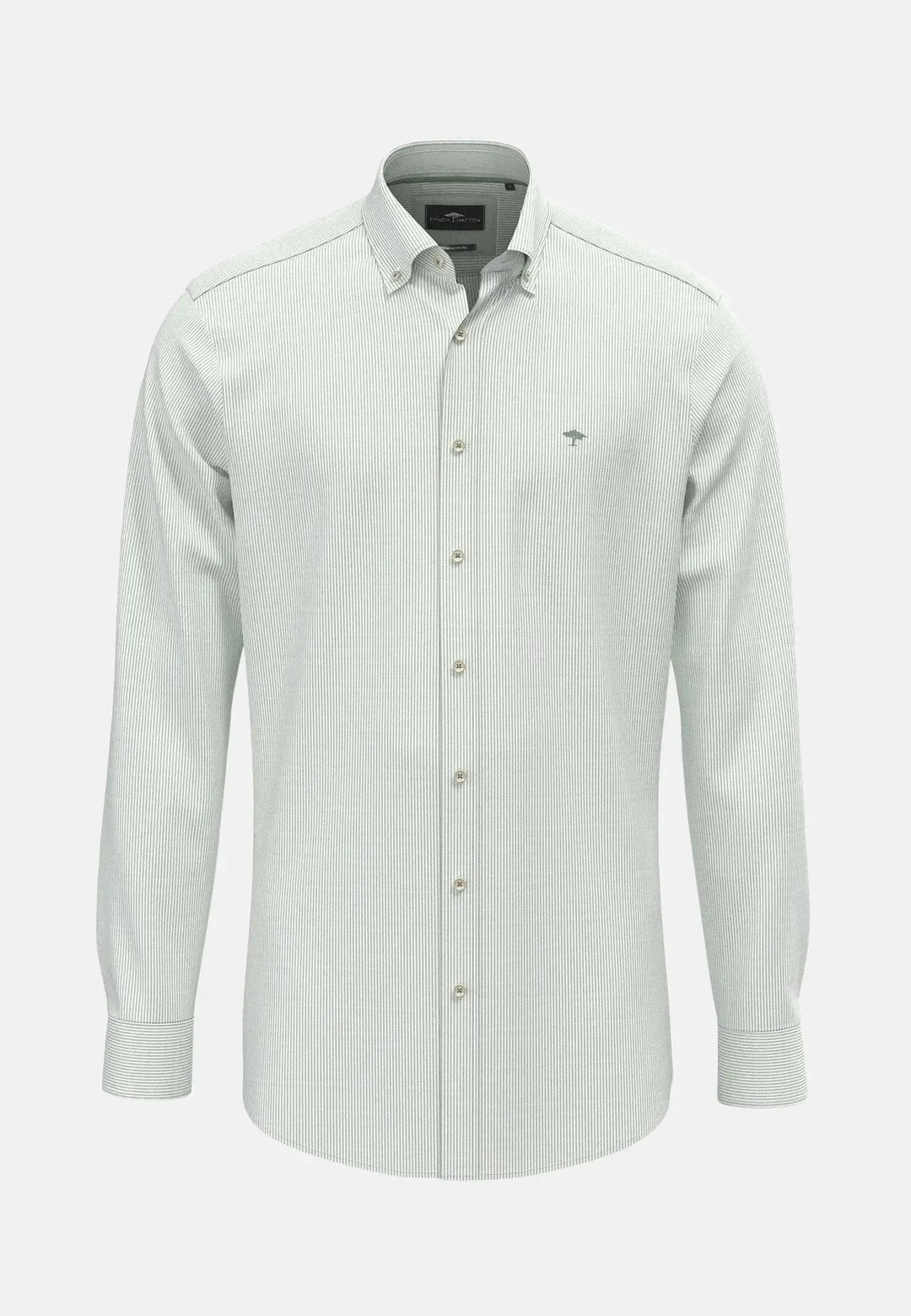fynch-hatton-Fine Oxford Stripe Button Down Shirt Fern