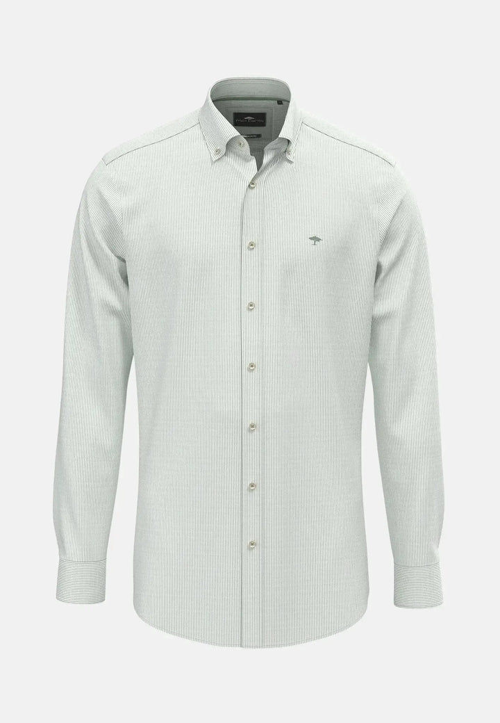 fynch-hatton-Fine Oxford Stripe Button Down Shirt Fern