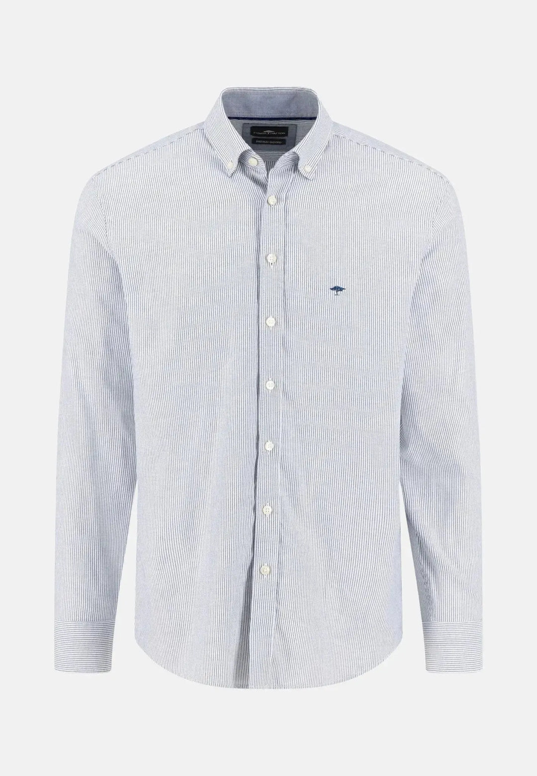 fynch-hatton-Fine Oxford Stripe Button Down Shirt Misty Blue