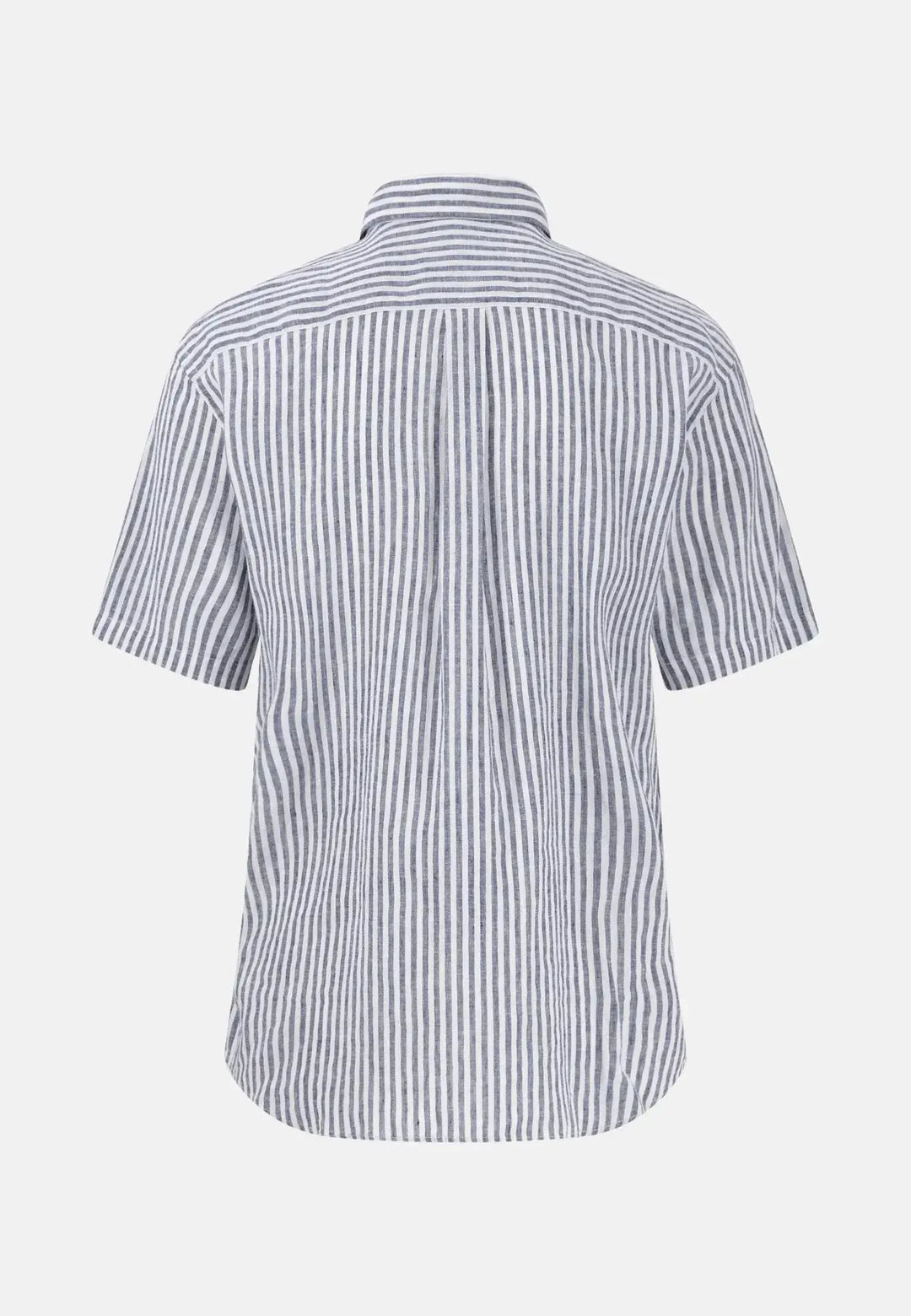 fynch-hatton-Fine Stripe Linen Short Sleeved Shirt Navy
