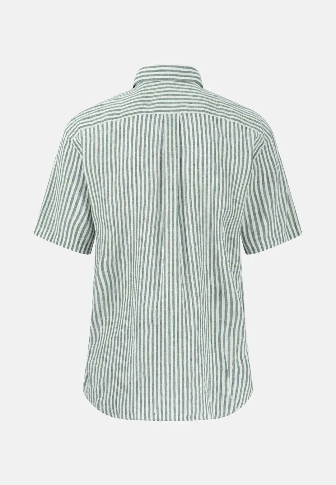 fynch-hatton-Fine Stripe Linen Short Sleeved Shirt Olive