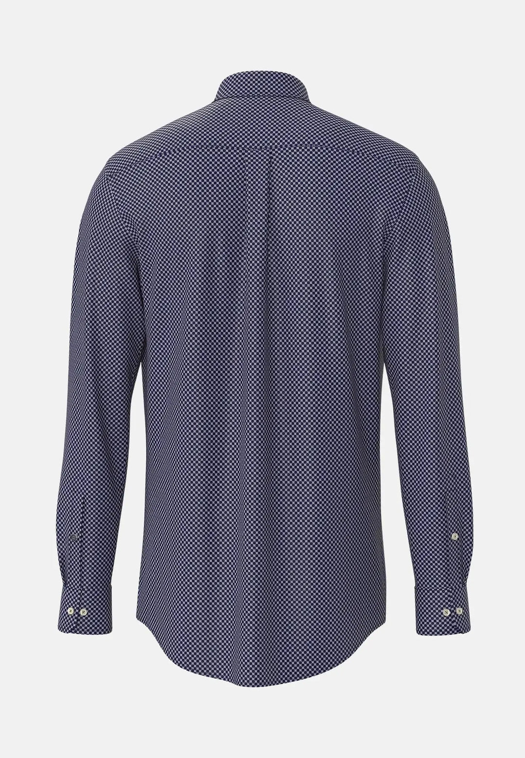 fynch-hatton-Flannel Print Button Down Shirt Misty Blue