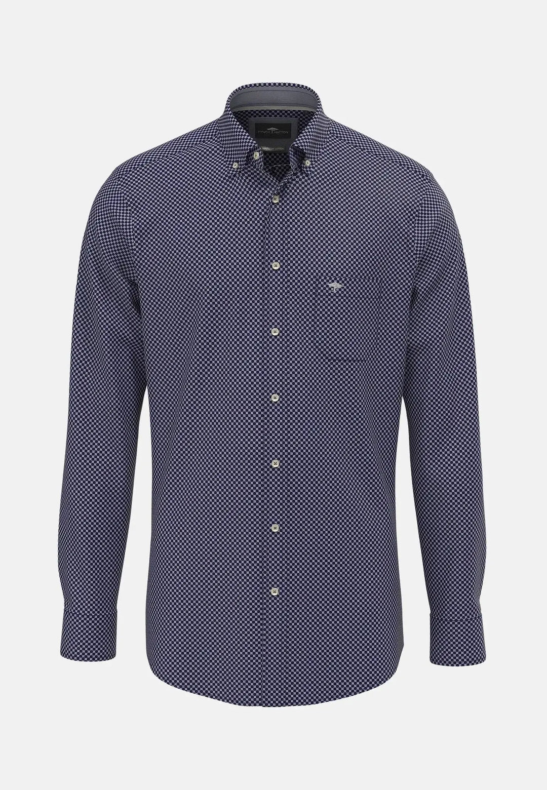 fynch-hatton-Flannel Print Button Down Shirt Misty Blue