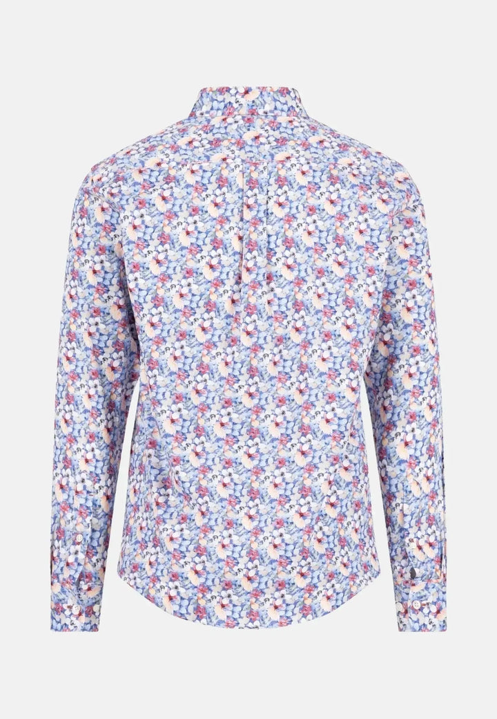 fynch-hatton-Floral Kent Collar Shirt Berry