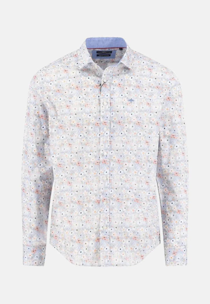 fynch-hatton-Floral Kent Collar Shirt Peach
