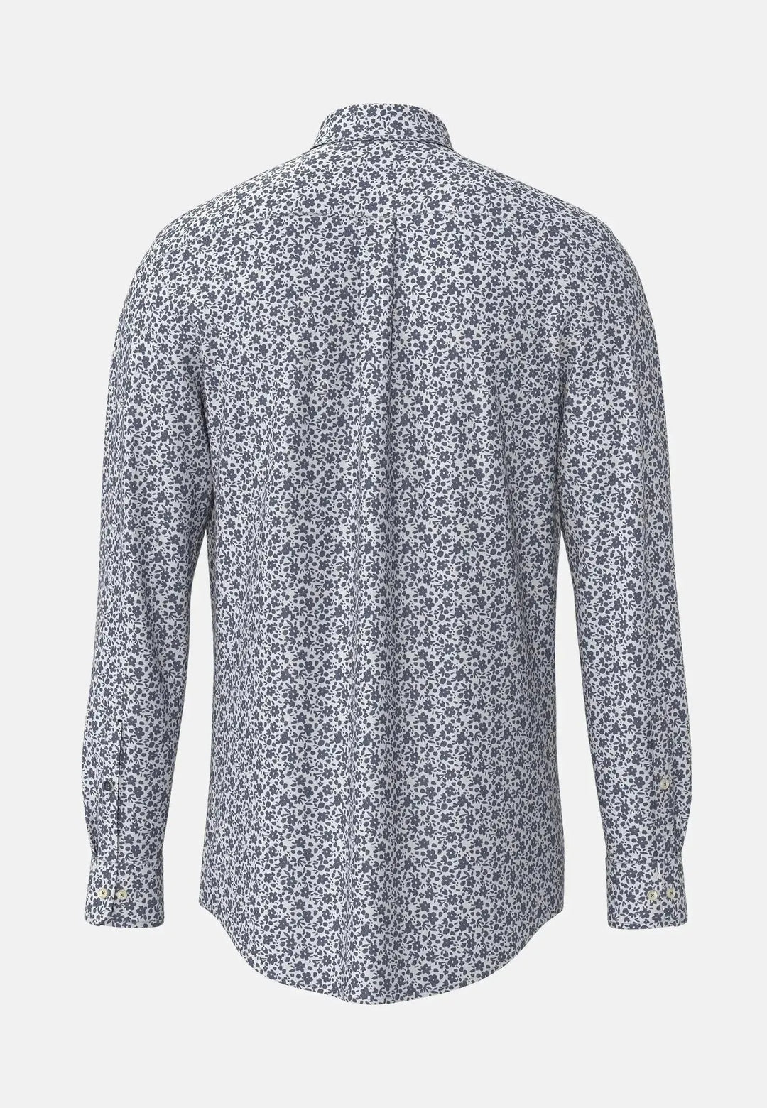 fynch-hatton-Floral Print Button Down Shirt Misty Blue