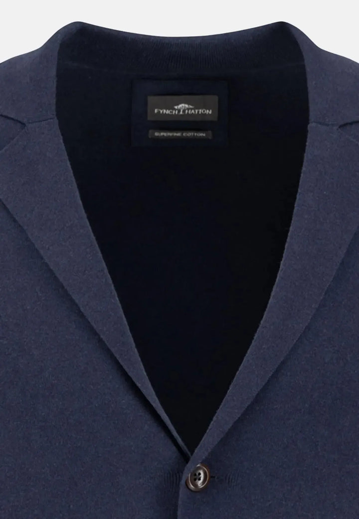 fynch-hatton-Full Needle Cotton Blazer Navy