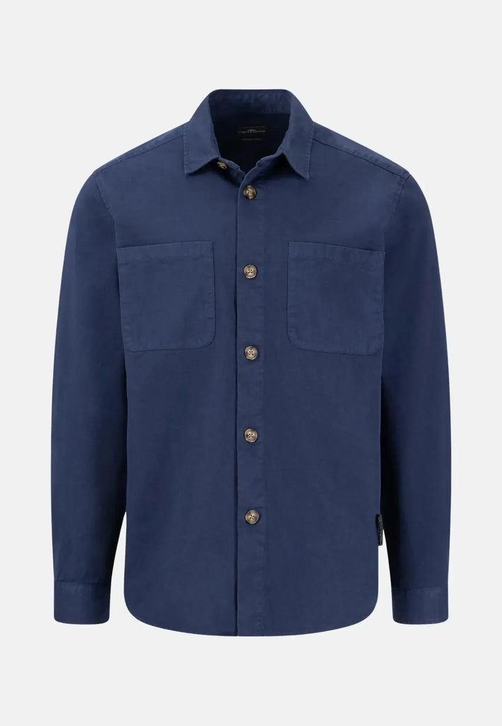 fynch-hatton-Garment Dyed Overshirt Navy