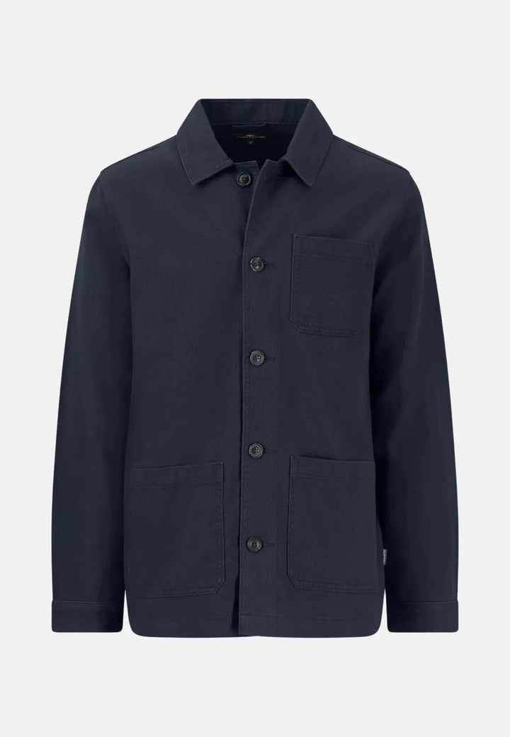 fynch-hatton-Garment Dyed Twill Overshirt Dark Navy