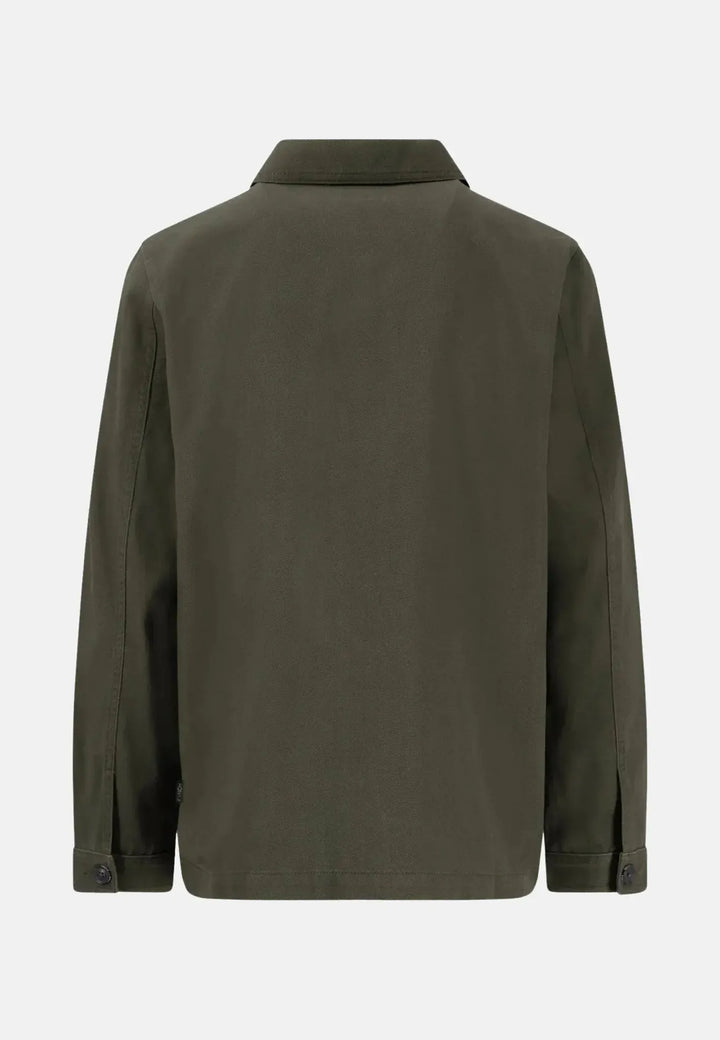 fynch-hatton-Garment Dyed Twill Overshirt Dusty Forest