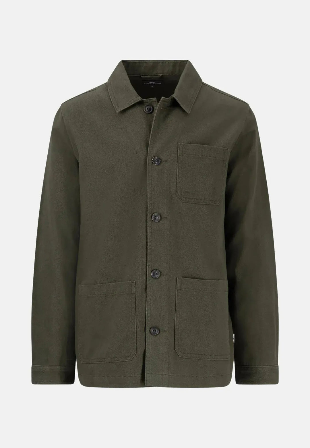 fynch-hatton-Garment Dyed Twill Overshirt Dusty Forest