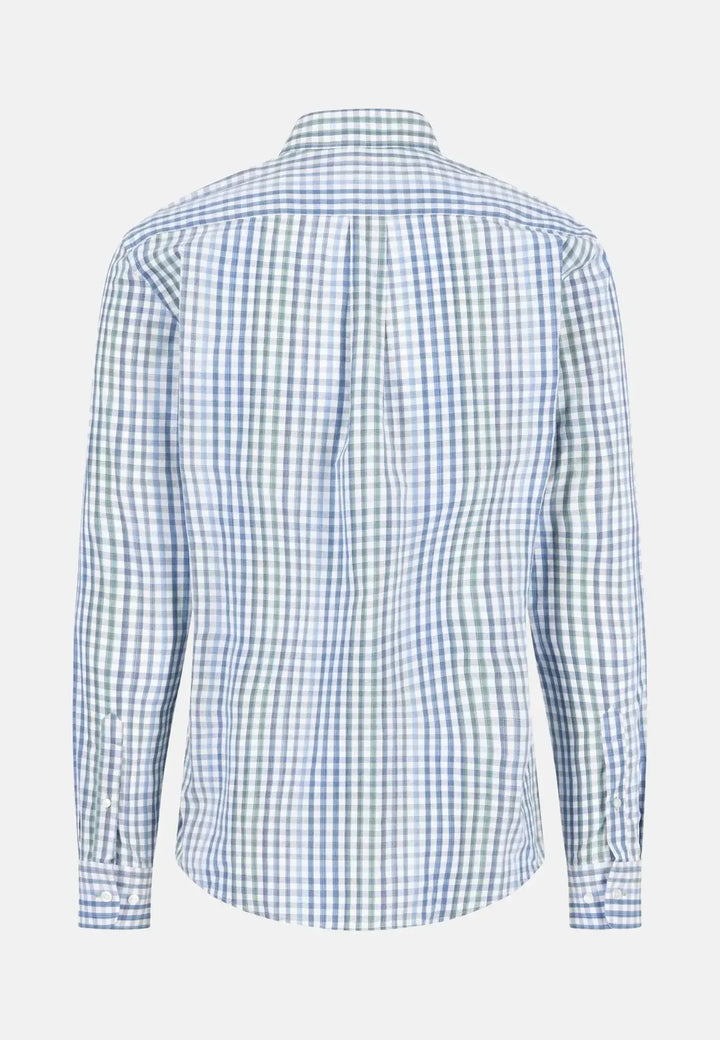fynch-hatton-Gingham Check Button Down Shirt Fern