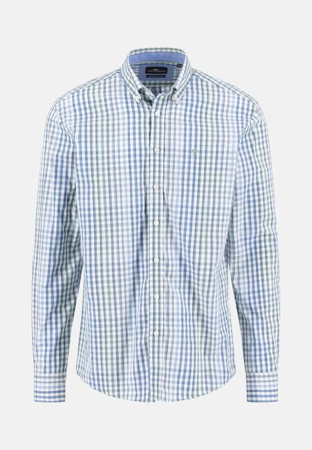 fynch-hatton-Gingham Check Button Down Shirt Fern