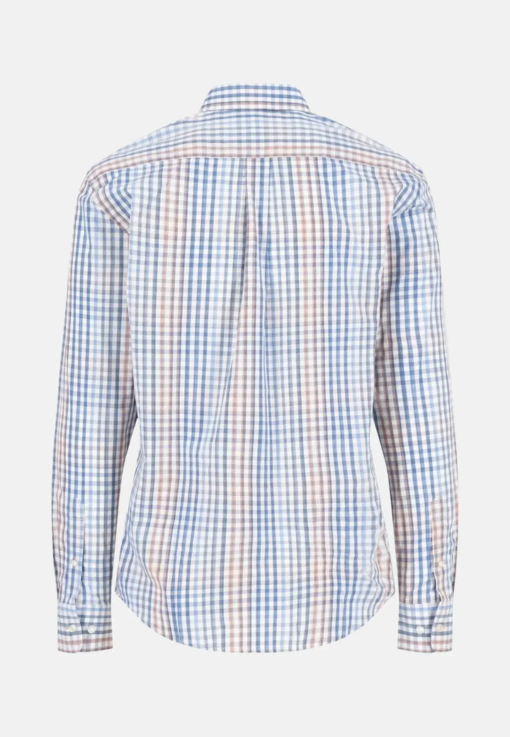fynch-hatton-Gingham Check Button Down Shirt Peach
