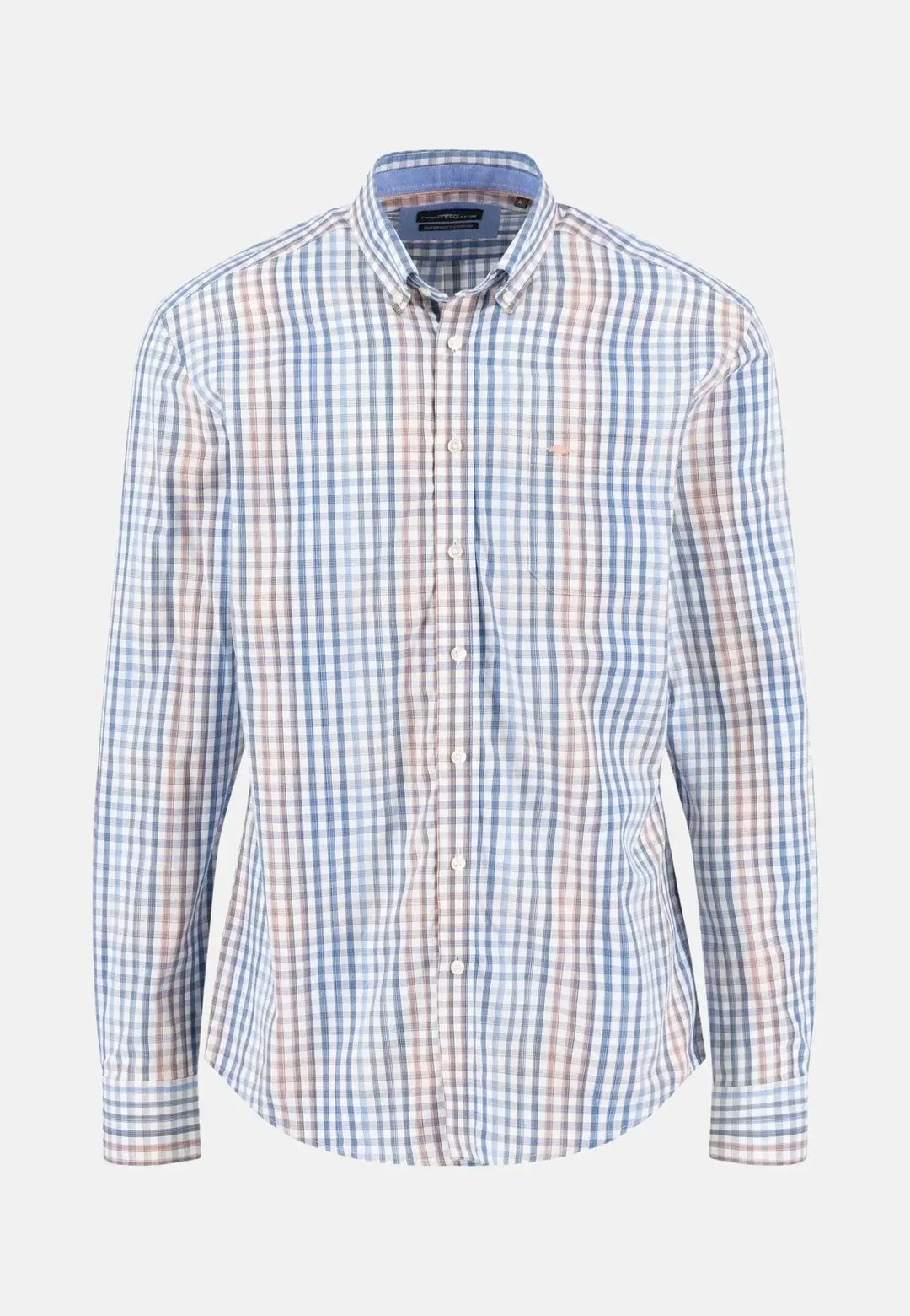 fynch-hatton-Gingham Check Button Down Shirt Peach