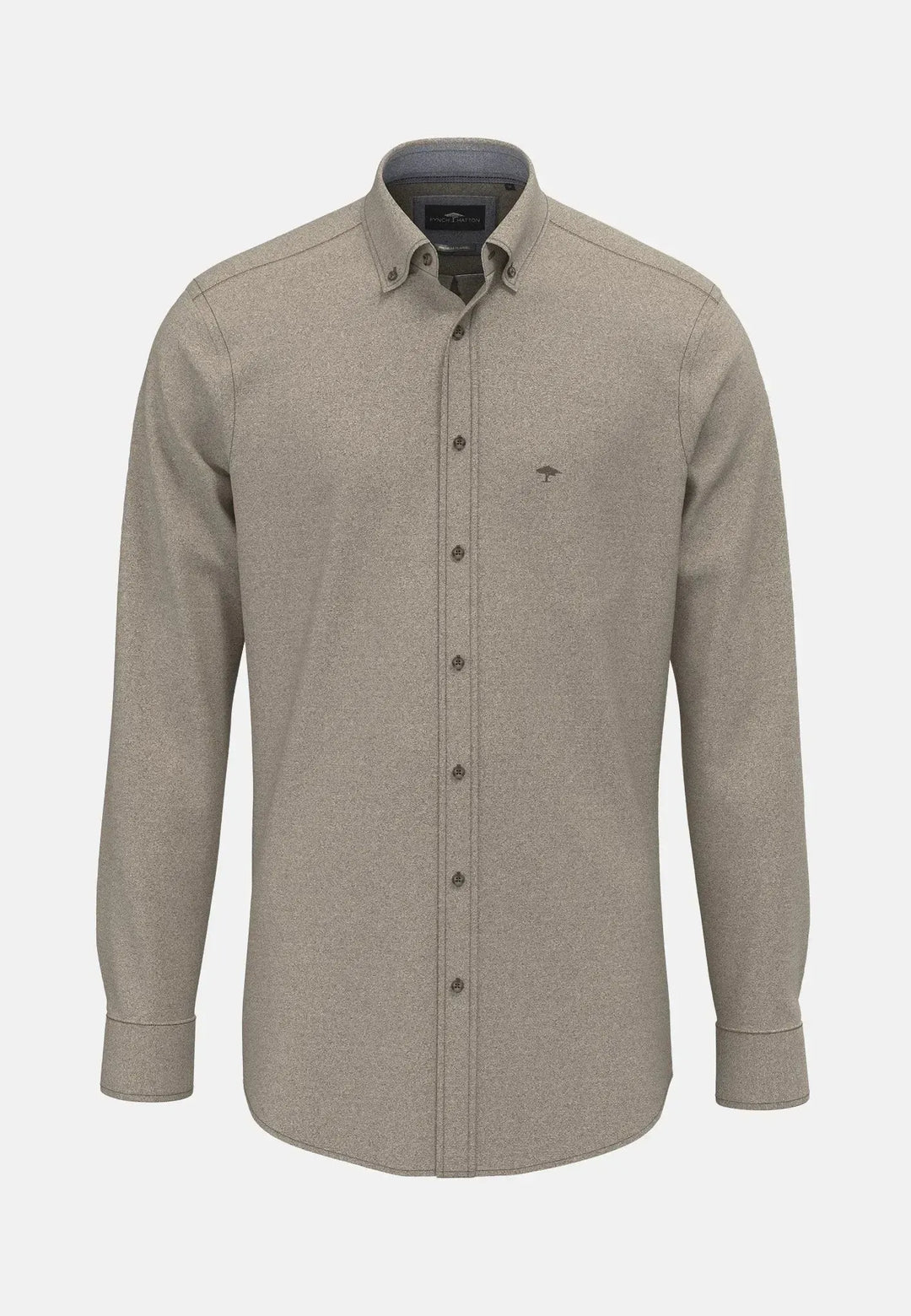 fynch-hatton-Herringbone Flannel Button Down Shirt Dark Chocolate