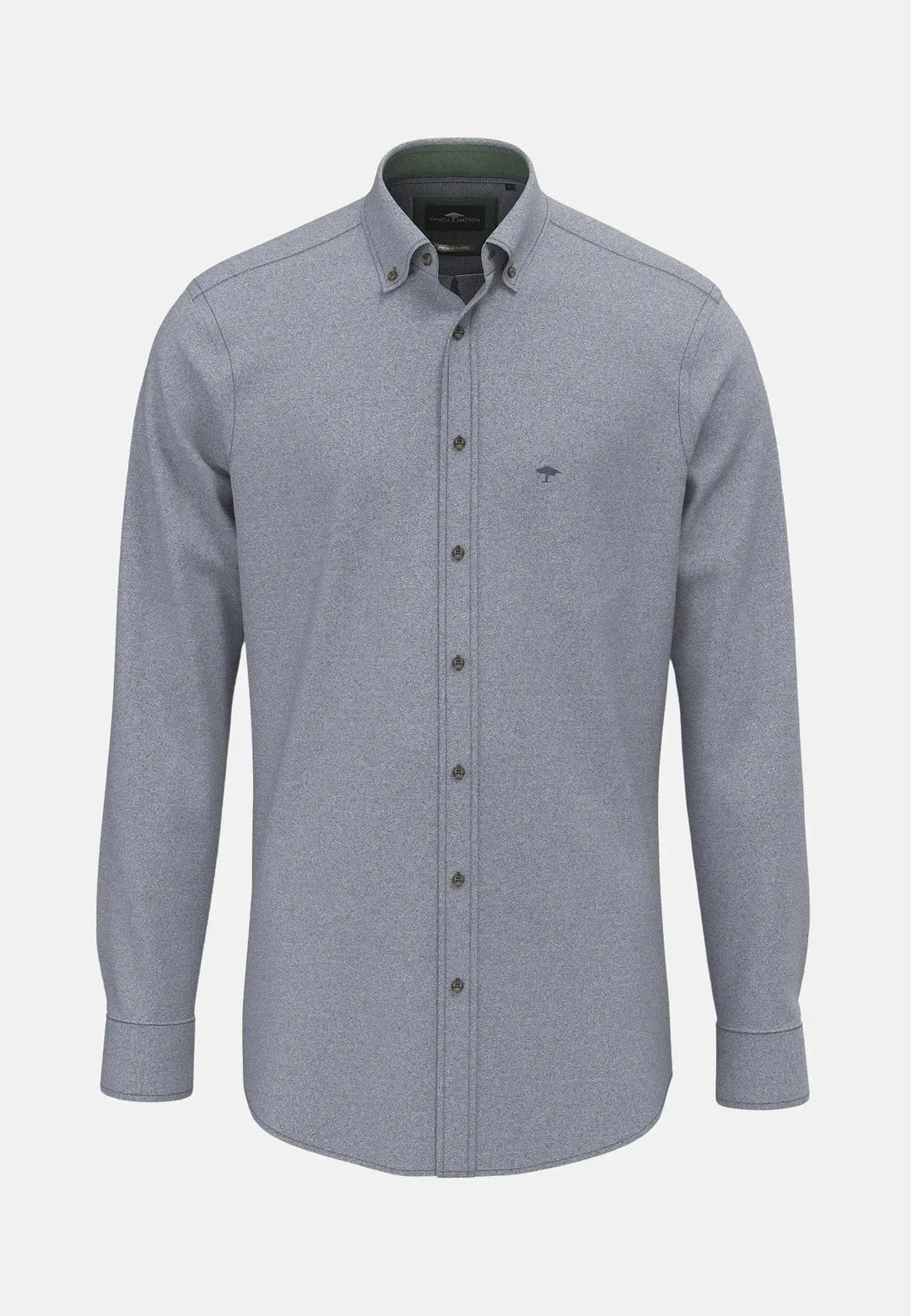 fynch-hatton-Herringbone Flannel Button Down Shirt Navy