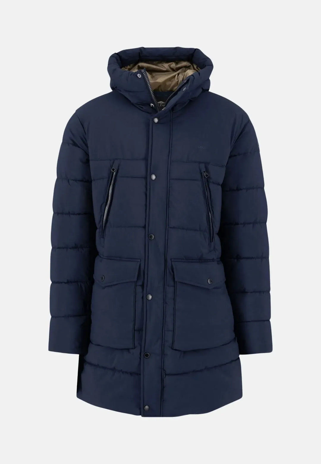 fynch-hatton-Hooded Full Length Puffer Coat Navy