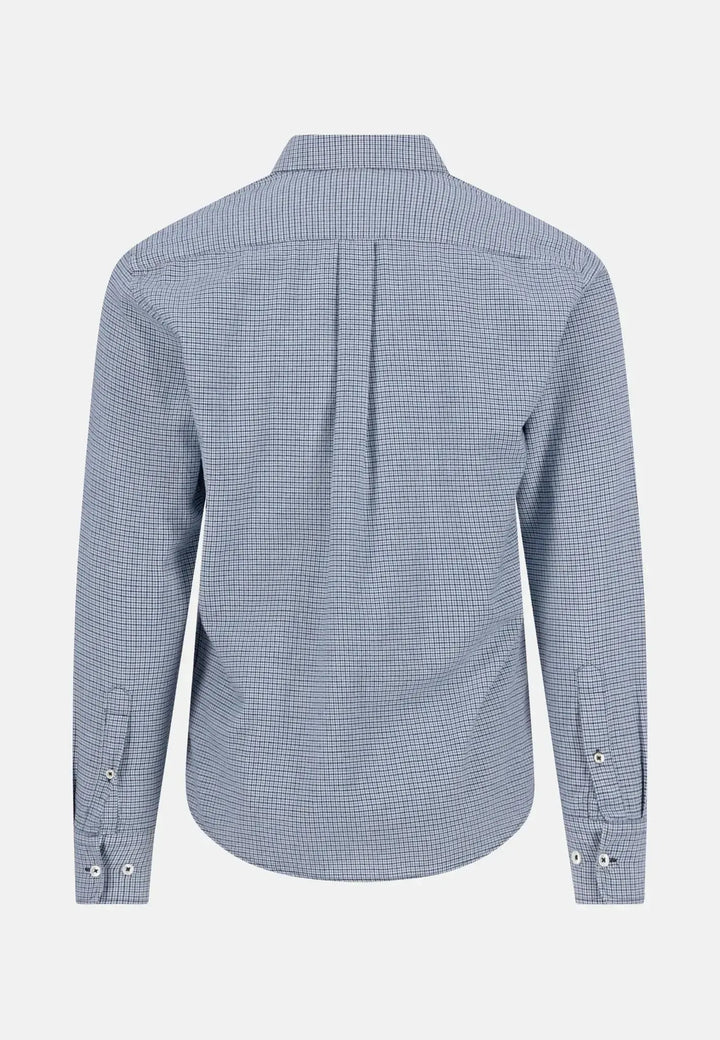 fynch-hatton-Houndstooth Check Button Down Shirt Navy