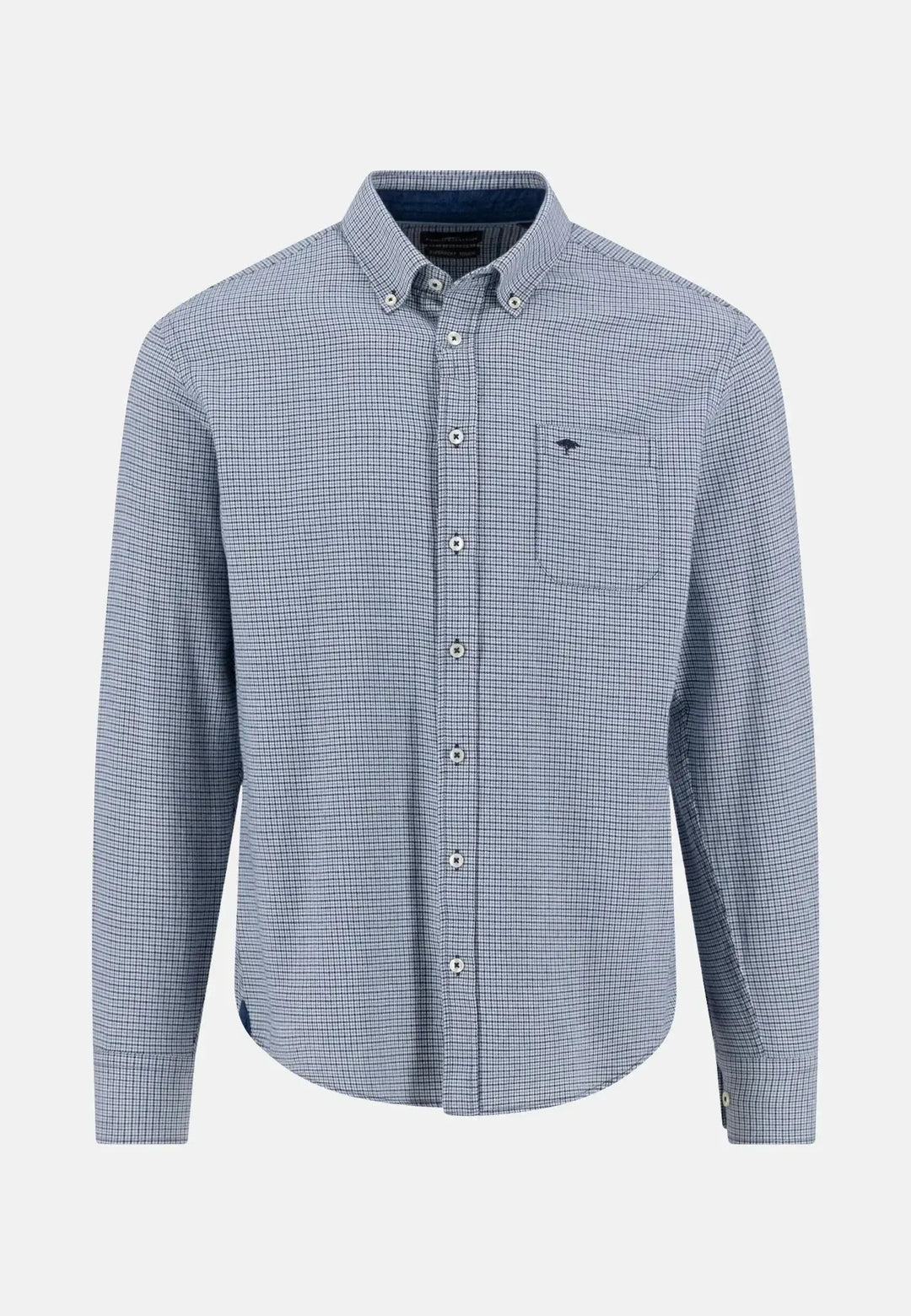 fynch-hatton-Houndstooth Check Button Down Shirt Navy