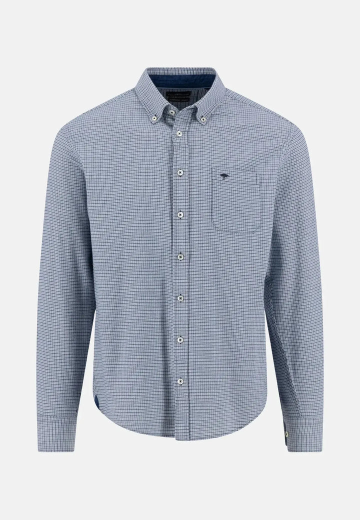 fynch-hatton-Houndstooth Check Button Down Shirt Navy