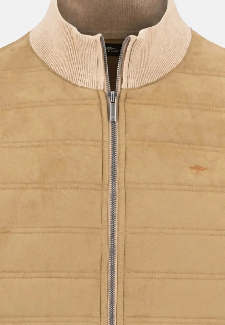 fynch-hatton-Hybrid Faux Suede Cardigan Jacket Taupe