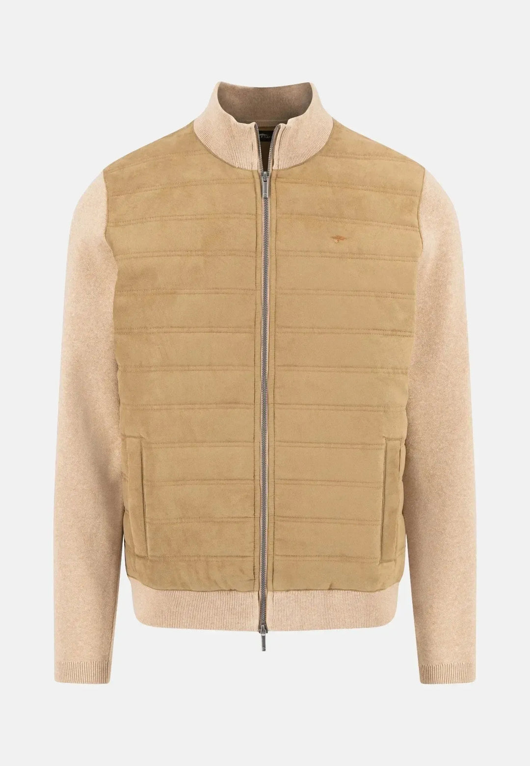 fynch-hatton-Hybrid Faux Suede Cardigan Jacket Taupe