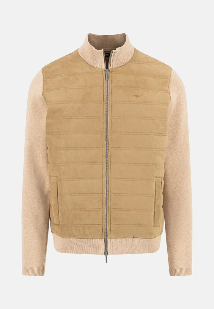 fynch-hatton-Hybrid Faux Suede Cardigan Jacket Taupe