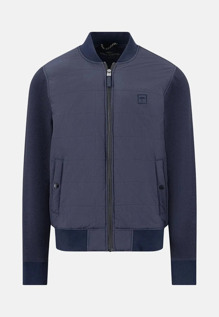 fynch-hatton-Hybrid Quilted Bomber Jacket Navy