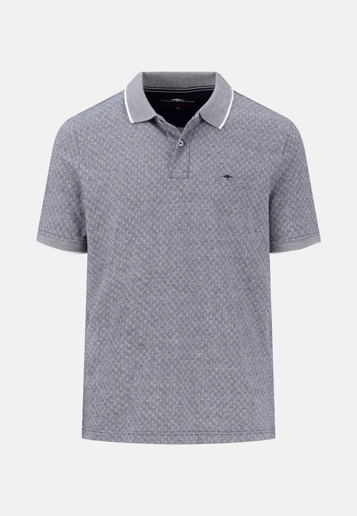 fynch-hatton-Jacquard Piqué Polo Shirt Navy