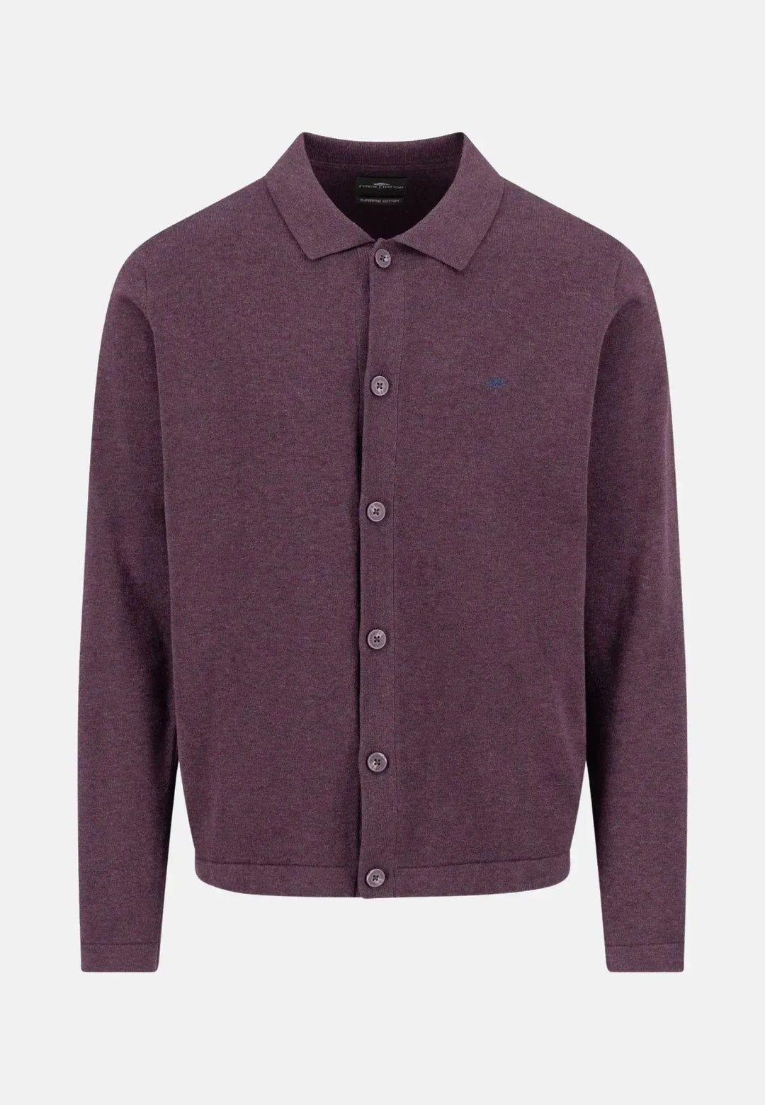 fynch-hatton-Kent Collar Buttoned Cardigan Aubergine