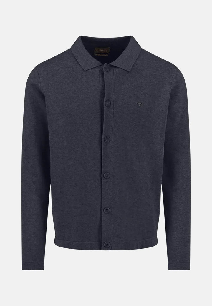 fynch-hatton-Kent Collar Buttoned Cardigan Navy