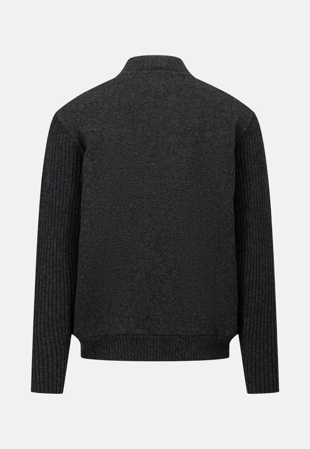 fynch-hatton-Lambswool Zip Cardigan Charcoal