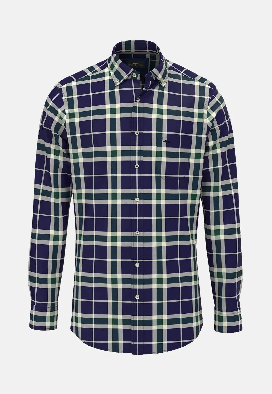 fynch-hatton-Large Check Shirt Navy
