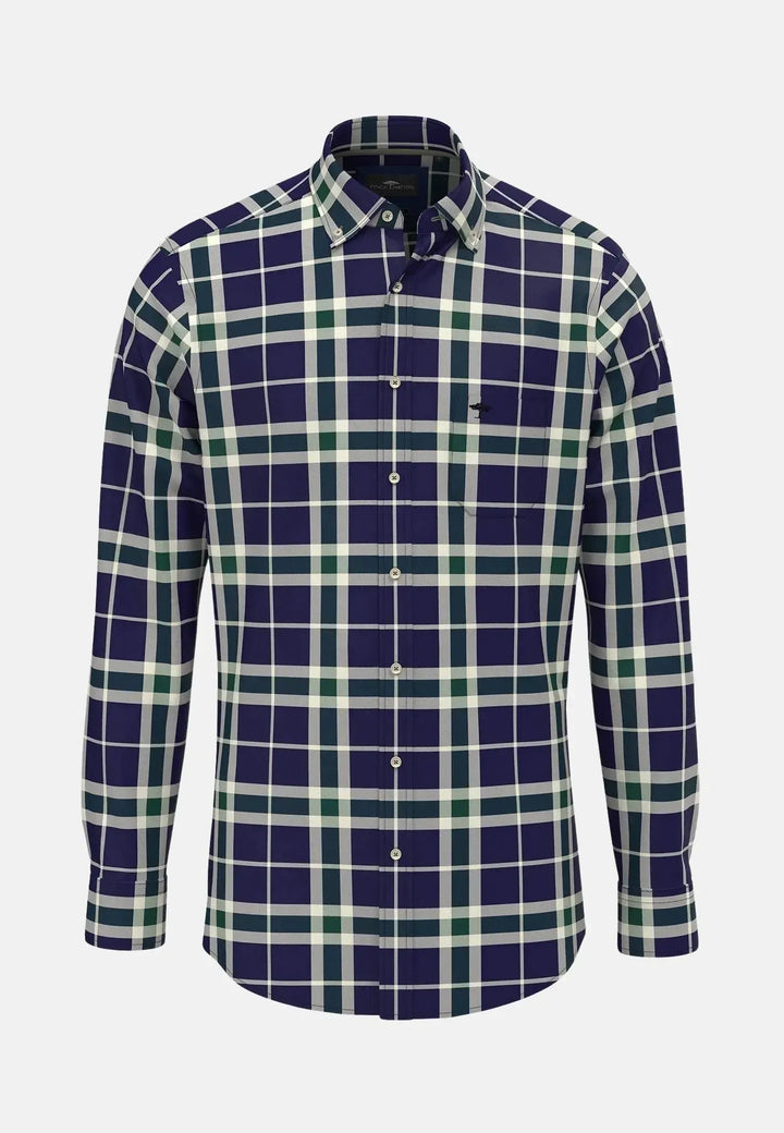 fynch-hatton-Large Check Shirt Navy