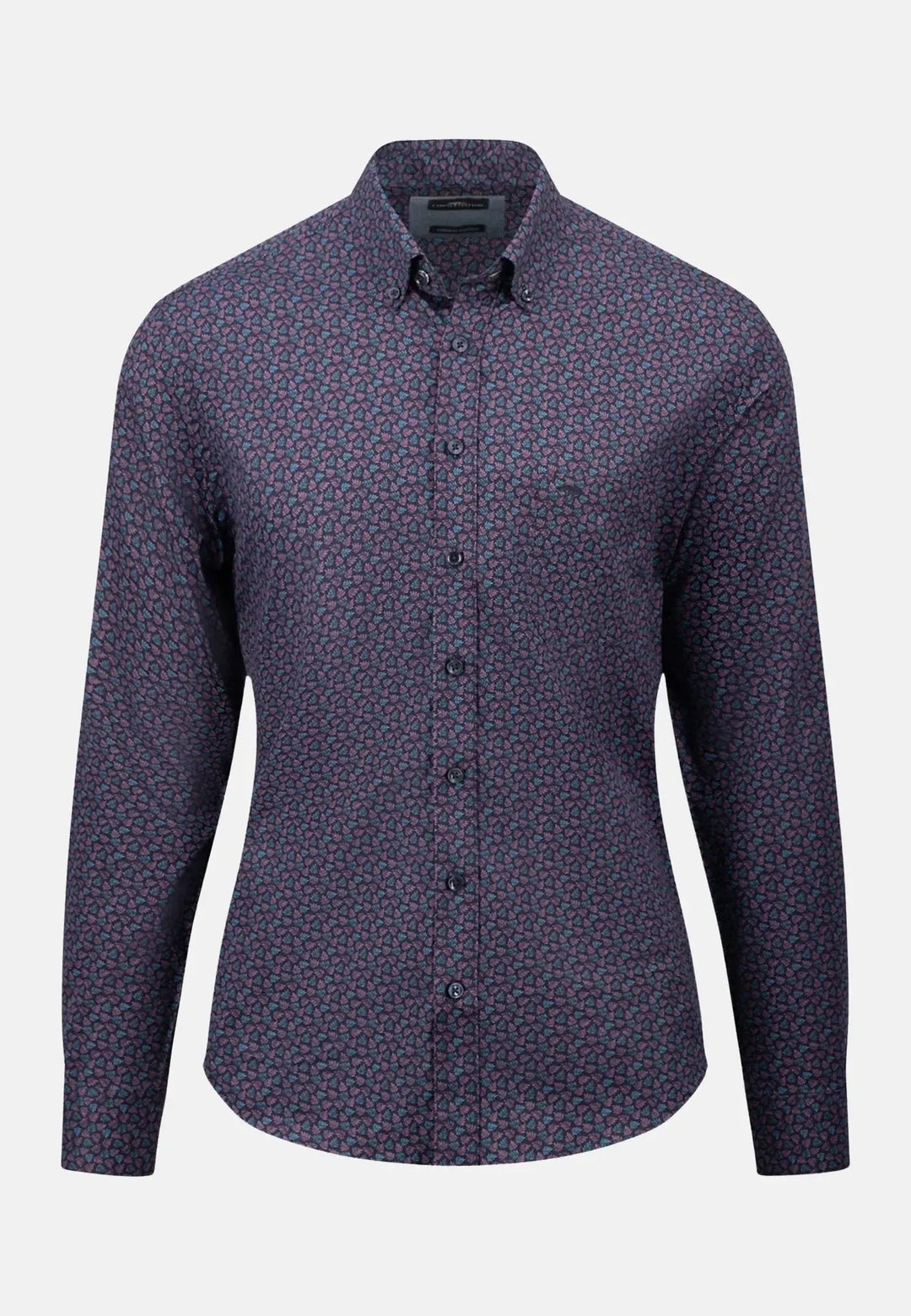 fynch-hatton-Leaf Print Mix Shirt Pale Blush