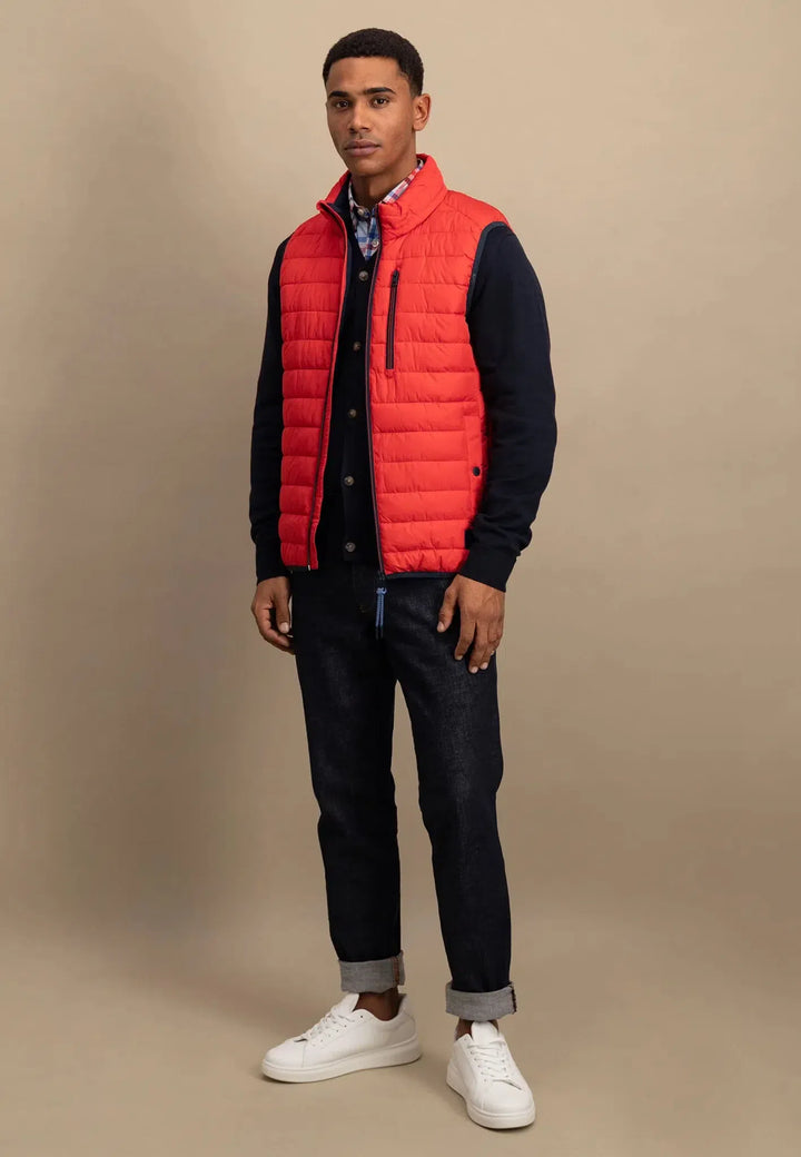 fynch-hatton-Light Weight Gilet Poppy Red