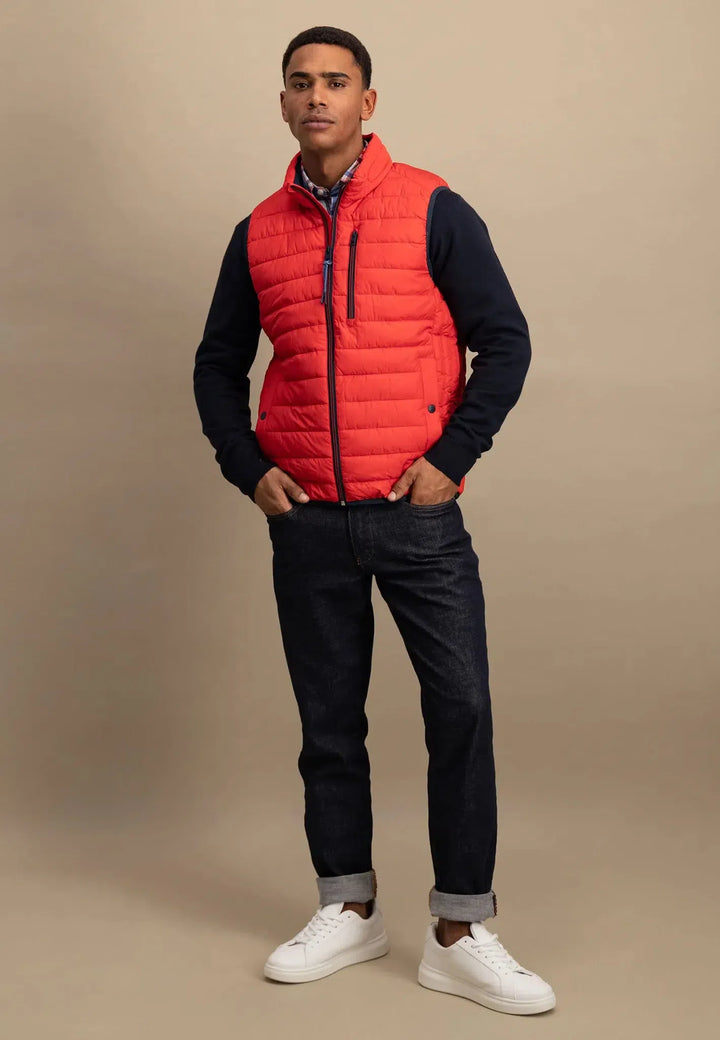 fynch-hatton-Light Weight Gilet Poppy Red