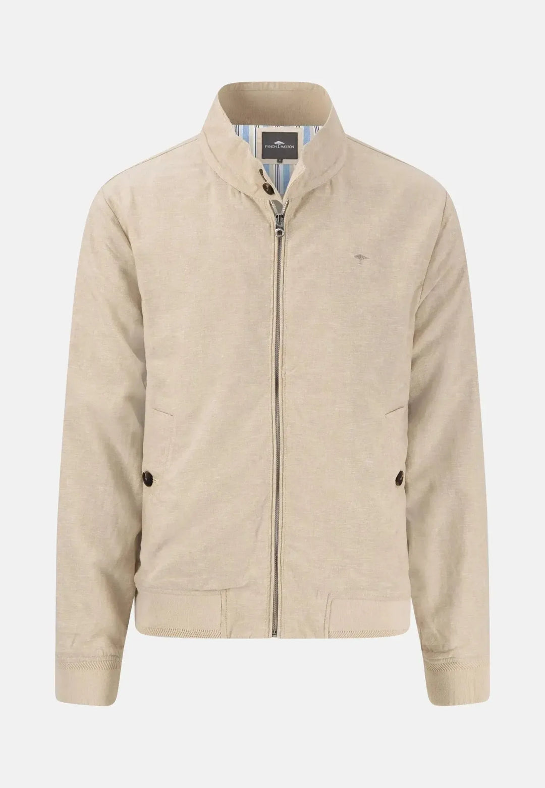fynch-hatton-Linen Blend Harrington Jacket Stone
