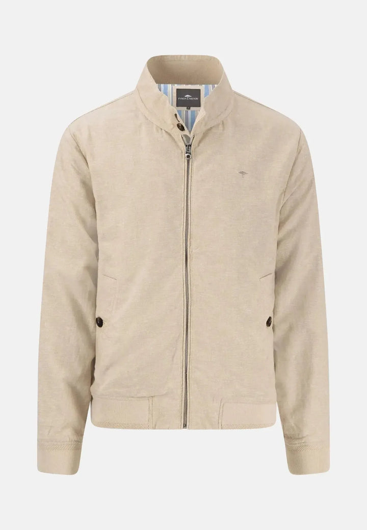 fynch-hatton-Linen Blend Harrington Jacket Stone