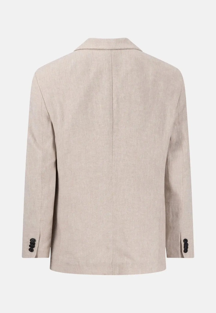 fynch-hatton-Linen Blend Herringbone Blazer Beige