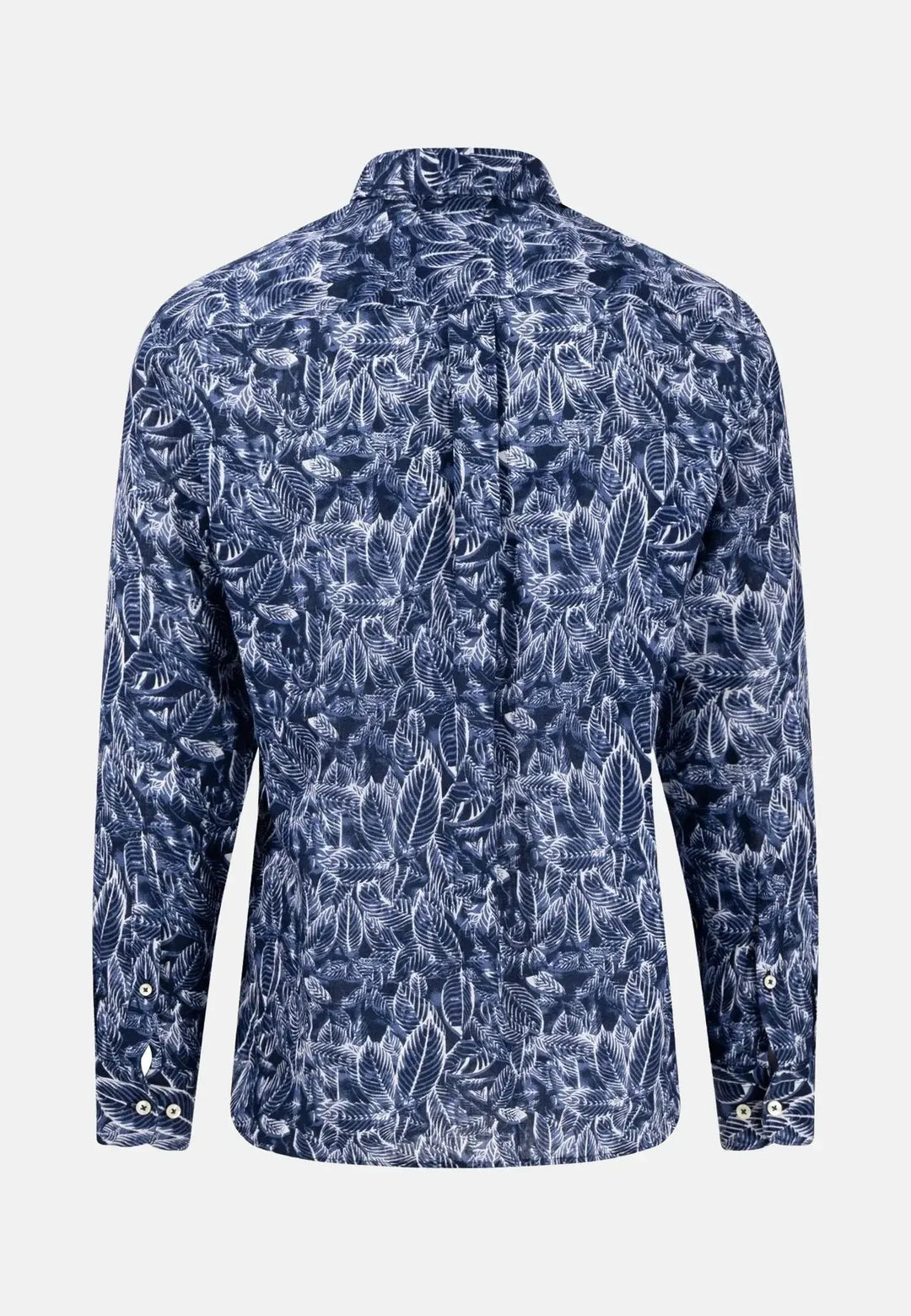 fynch-hatton-Linen Summer Prints Shirt Navy