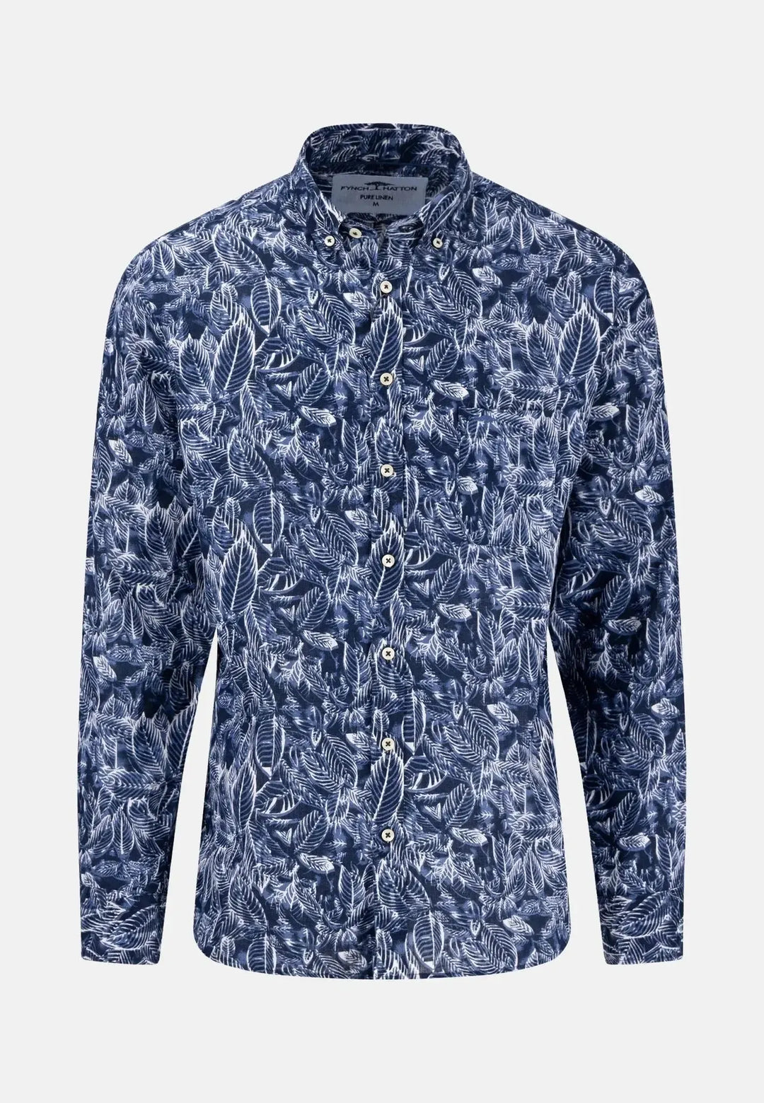 fynch-hatton-Linen Summer Prints Shirt Navy