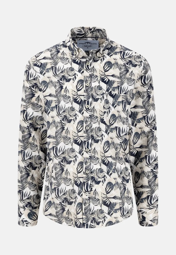 fynch-hatton-Linen Summer Prints Shirt Sand