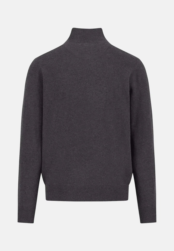 fynch-hatton-Merino Wool Cashmere 1/4 Zip Knit Charcoal