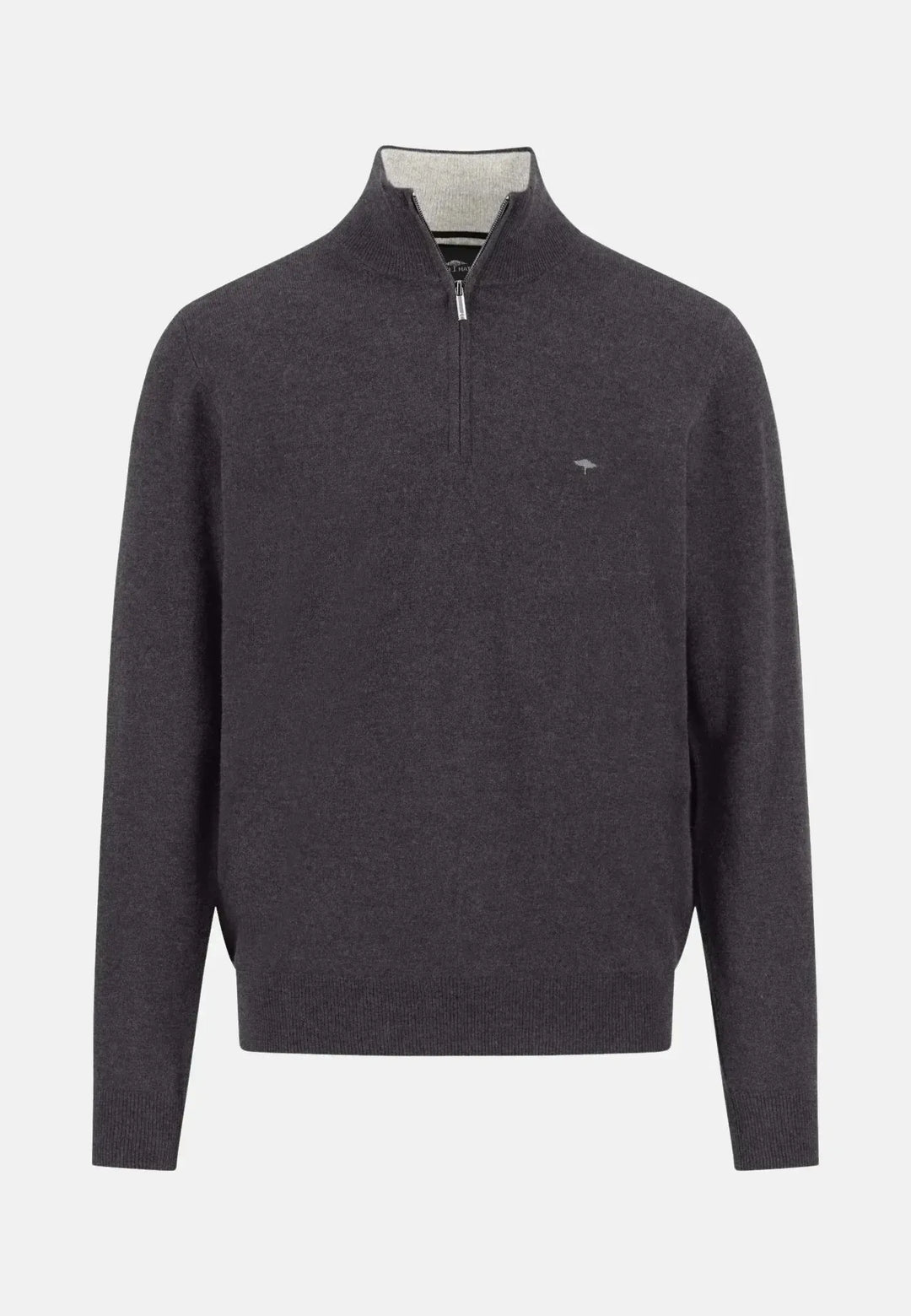 fynch-hatton-Merino Wool Cashmere 1/4 Zip Knit Charcoal