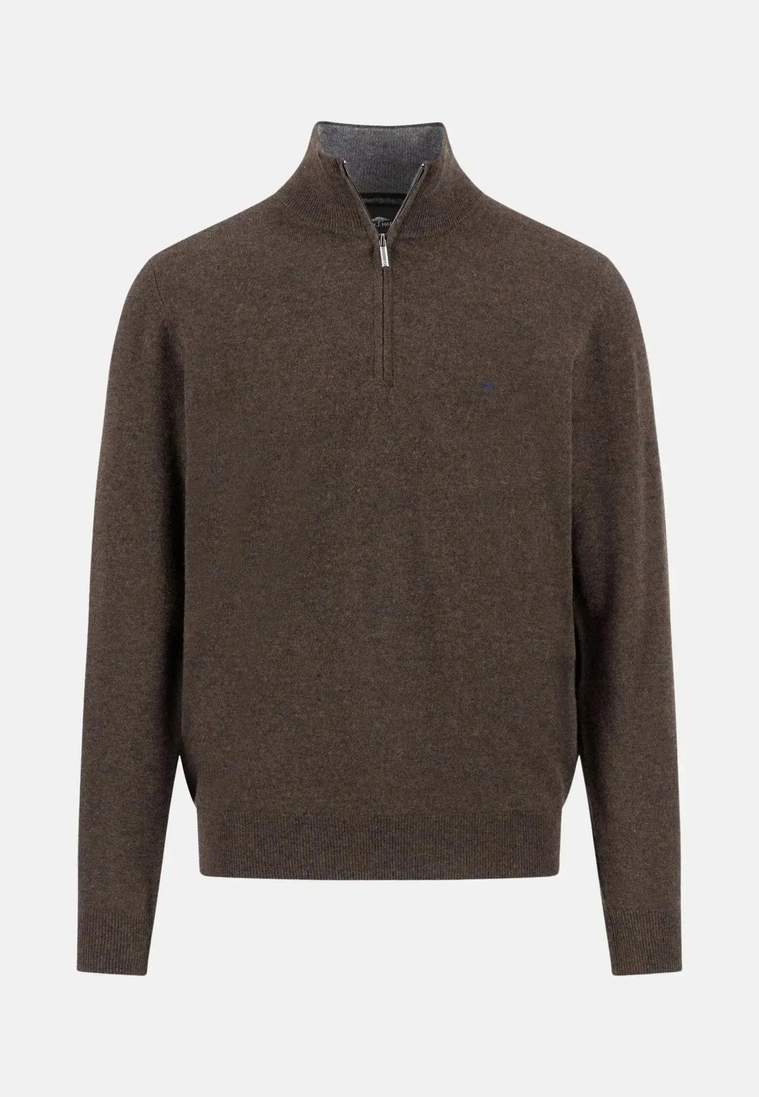 fynch-hatton-Merino Wool Cashmere 1/4 Zip Knit Dark Chocolate