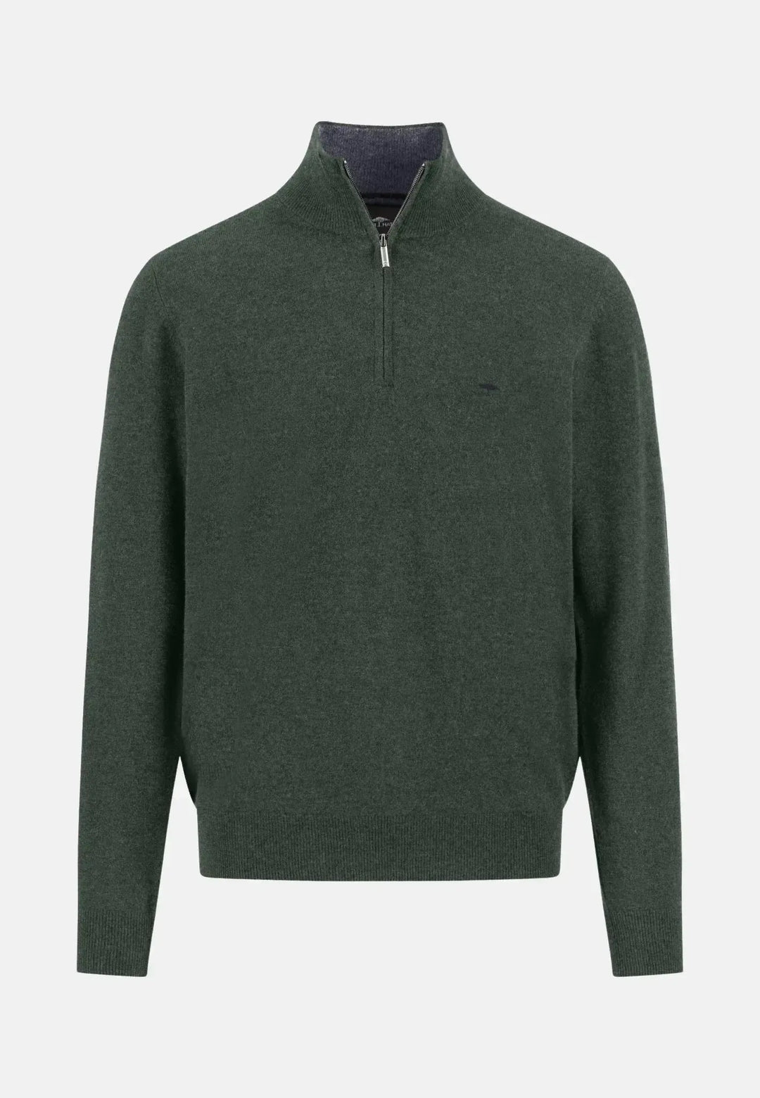 fynch-hatton-Merino Wool Cashmere 1/4 Zip Knit Dark Ivy