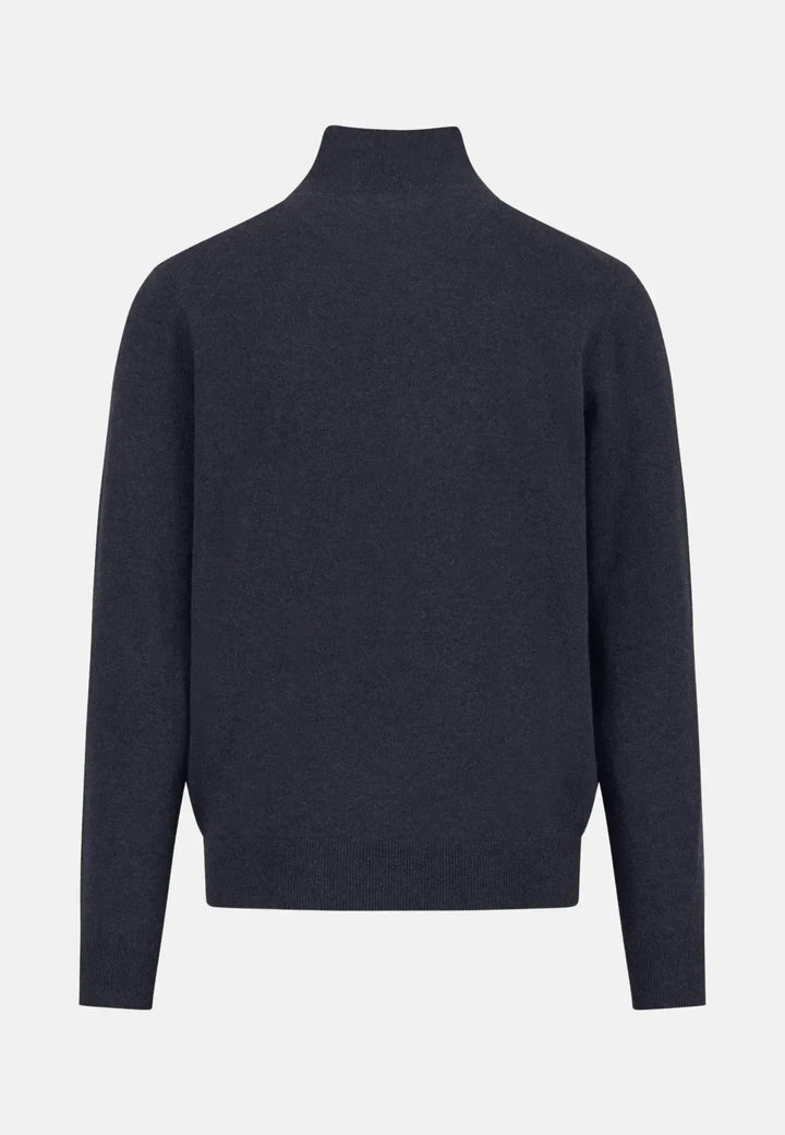 fynch-hatton-Merino Wool Cashmere 1/4 Zip Knit Navy