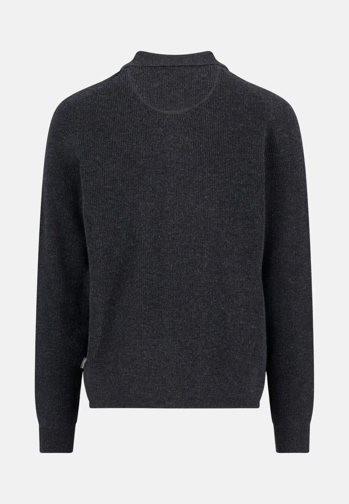 fynch-hatton-Merino Wool Cashmere Buttoned Cardigan Charcoal